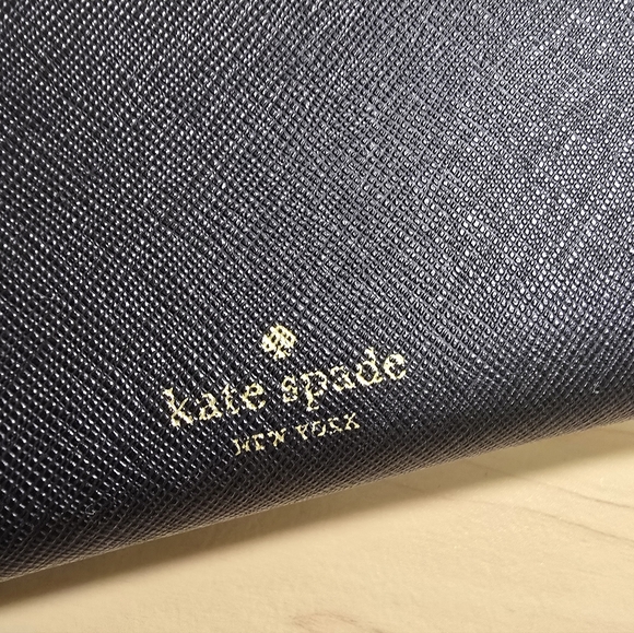 KATE SPADE Black Saffiano Leather Cat Bifold Wallet Mini Case - Picture 4 of 15